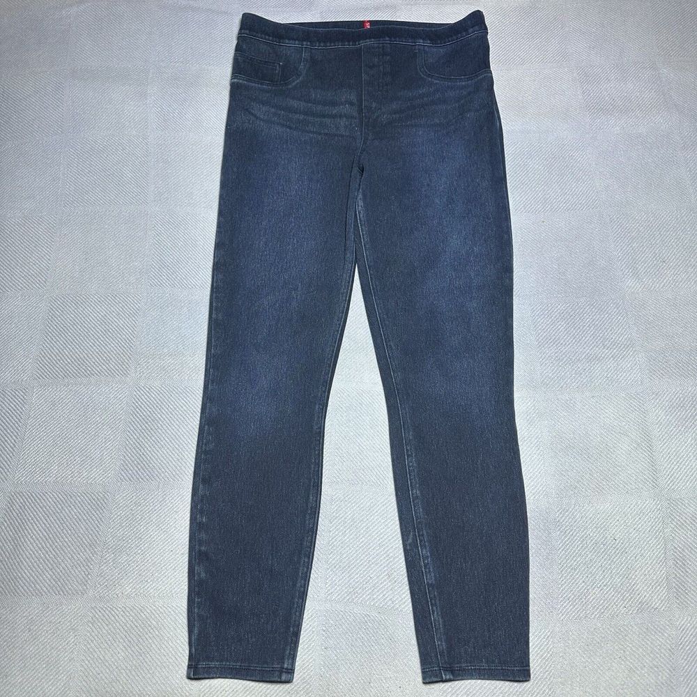 Spanx Pull On Jean-Ish Ankle Legging Dark Wash Blue Denim‎ Women's Size Large